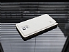 Eiroo Samsung N9100 Galaxy Note 4 Metal Kenarl Beyaz Deri Klf - Resim: 12