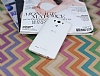 LG G3 Deri Desenli Ultra İnce Şeffaf Beyaz Silikon Kılıf - Resim: 1