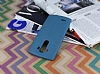 LG G4 Deri Desenli Ultra İnce Koyu Mavi Silikon Kılıf - Resim: 2