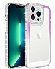 Eiroo Shimmer iPhone 12 Pro Kamera Korumal Mor-Beyaz Silikon Klf