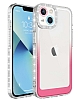 Eiroo Shimmer iPhone 13 Kamera Korumal Beyaz-Pembe Silikon Klf