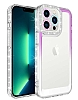 Eiroo Shimmer iPhone 13 Pro Max Kamera Korumal Mor-Beyaz Silikon Klf