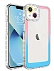 Eiroo Shimmer iPhone 14 Kamera Korumal Pembe-Mavi Silikon Klf