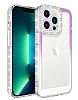 Eiroo Shimmer iPhone 14 Pro Kamera Korumal Mor-Beyaz Silikon Klf