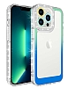 Eiroo Shimmer iPhone 14 Pro Kamera Korumal Yeil-Mavi Silikon Klf