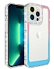 Eiroo Shimmer iPhone 14 Pro Max Kamera Korumal Pembe-Mavi Silikon Klf