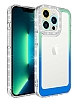 Eiroo Shimmer iPhone 14 Pro Max Kamera Korumal Yeil-Mavi Silikon Klf