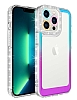 Eiroo Shimmer iPhone 14 Pro Max Kamera Korumal Mavi-Mor Silikon Klf