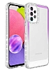 Eiroo Shimmer Samsung Galaxy A52 / A52 5G Kamera Korumal Mor-Beyaz Silikon Klf