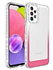 Eiroo Shimmer Samsung Galaxy A73 Kamera Korumal Beyaz-Pembe Silikon Klf