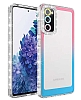 Eiroo Shimmer Samsung Galaxy S20 FE Kamera Korumal Pembe-Mavi Silikon Klf
