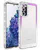 Eiroo Shimmer Samsung Galaxy S20 FE Kamera Korumal Mor-Beyaz Silikon Klf