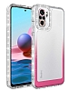 Eiroo Shimmer Xiaomi Redmi Note 10 Kamera Korumal Beyaz-Pembe Silikon Klf