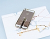 Eiroo Signet iPhone SE / 5 / 5S Tal Desenli Gold effaf Rubber Klf - Resim: 1