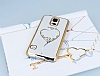 Eiroo Signet Samsung i9600 Galaxy S5 Tal Desenli Gold effaf Rubber Klf - Resim 2