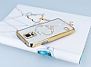 Eiroo Signet Samsung i9600 Galaxy S5 Tal Desenli Gold effaf Rubber Klf - Resim 1