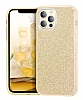 Eiroo Silvery iPhone 12 Pro Max 6.7 in Simli Gold Silikon Klf