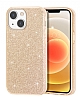 Eiroo Silvery iPhone 13 Mini Simli Gold Silikon Klf