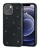 Eiroo Silvery iPhone 13 Mini Simli Siyah Silikon Klf