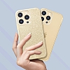 Eiroo Silvery iPhone 13 Pro Max Simli Gold Silikon Klf - Resim: 1