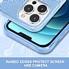 Eiroo Silvery iPhone 13 Pro Simli Mavi Silikon Klf - Resim 2