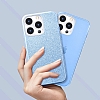 Eiroo Silvery iPhone 13 Pro Simli Mavi Silikon Klf - Resim: 5