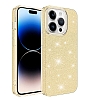 Eiroo Silvery iPhone 14 Pro Simli Gold Silikon Klf