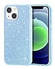 Eiroo Silvery iPhone 13 Simli Mavi Silikon Klf