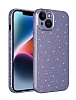 Eiroo Silvery iPhone 14 Plus Simli Mor Silikon Klf