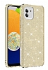 Eiroo Silvery Samsung Galaxy A03 Simli Gold Silikon Klf