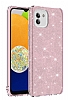 Eiroo Silvery Samsung Galaxy A03 Simli Pembe Silikon Klf