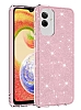 Eiroo Silvery Samsung Galaxy A04 Simli Pembe Silikon Klf