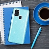 Eiroo Silvery Samsung Galaxy A21s Simli Mavi Silikon Klf - Resim 1