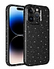 Eiroo Sleek iPhone 13 Pro Max Kamera Korumal Simli Siyah Silikon Klf