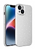 Eiroo Sleek iPhone 14 Kamera Korumal Simli Gri Silikon Klf