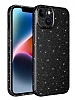 Eiroo Sleek iPhone 14 Plus Kamera Korumal Simli Siyah Silikon Klf