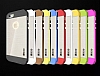 Eiroo Slicoo iPhone SE / 5 / 5S Silver Metalik Kenarl effaf Silikon Klf - Resim 1