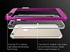 Eiroo Slicoo iPhone 6 / 6S Rose Gold Metalik Kenarl effaf Silikon Klf - Resim 2