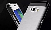 Eiroo Slicoo Samsung Galaxy A8 Dark Silver Metalik Kenarl effaf Silikon Klf - Resim 3