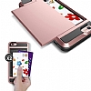 Eiroo Sliding Card iPhone 6 / 6S Ultra Koruma Rose Gold Klf - Resim 4