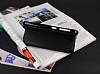 Eiroo Slim Craft HTC Desire 620 Pencereli Standl Siyah Deri Klf - Resim 3