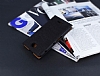 Sony Xperia E4 Snake Gizli Mknatsl Yan Kapakl Siyah Deri Klf - Resim 1