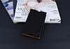 Sony Xperia E4 Snake Gizli Mknatsl Yan Kapakl Siyah Deri Klf - Resim 2