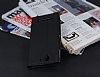 Sony Xperia C3 Gizli Mknatsl Pencereli Siyah Deri Klf - Resim 2