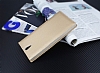 Sony Xperia C5 Ultra Gizli Mknatsl ereveli Gold Deri Klf - Resim: 2
