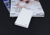 Sony Xperia E4g Gizli Mknatsl Yan Kapakl Beyaz Deri Klf - Resim: 1