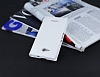 Sony Xperia E4g Gizli Mknatsl Yan Kapakl Beyaz Deri Klf - Resim: 2