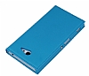 Sony Xperia M2 Gizli Mknatsl ift Pencereli Mavi Deri Klf - Resim: 2