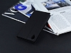 Sony Xperia M4 Aqua Gizli Mknatsl ift Pencereli Siyah Deri Klf - Resim 2