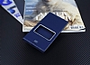 Sony Xperia M5 Gizli Mknatsl ereveli Lacivert Deri Klf - Resim 1